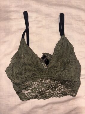Lace Bralette in Olive Green - Soft Stretch Comfort
